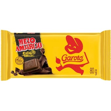 CHOCOLATE GAROTO MEIO AMARGO 80GR