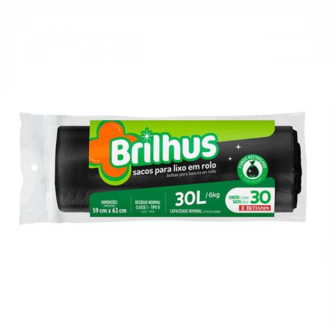 SACO LIXO BRILHUS ROLO 30L UN