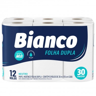 PAPEL HIG MILI FOLHA DUPLA BIANCO30M C12
