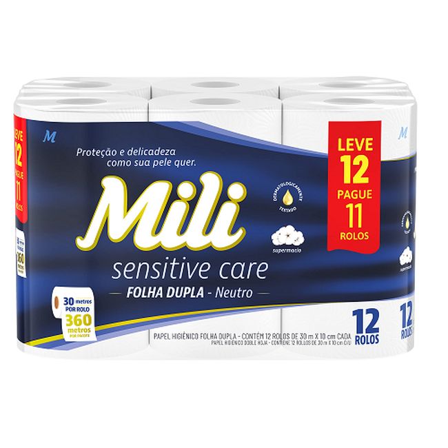 PAPEL HIG MILI NEUTRO F DUPLA 30MT C12UN