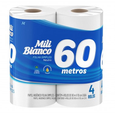 PAPEL HIG MILI BIANCO 60MT C/4 UN