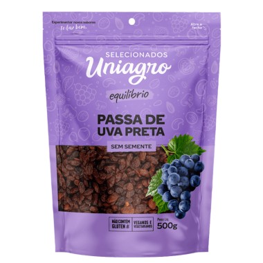 PASSAS UVA PRETA UNIAGRO S CAROCO 500GR