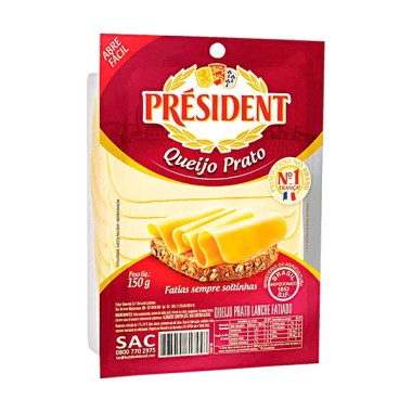 QUEIJO PRATO PRESIDENT FATIADO 150GR